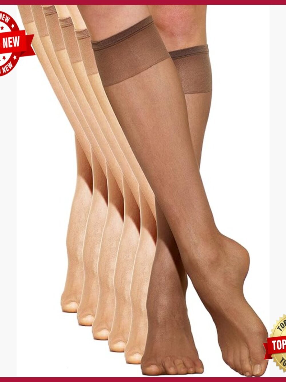 Knee High Compression Socks Sheer Support 6 Pair